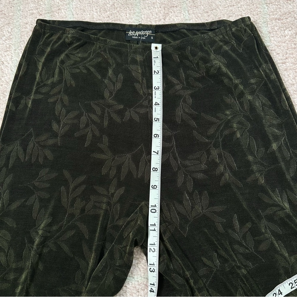 NWT Lee Anderson Wide Leg Ruched Pants Green Leaf Pattern Size Small Vacation - Picture 7 of 10